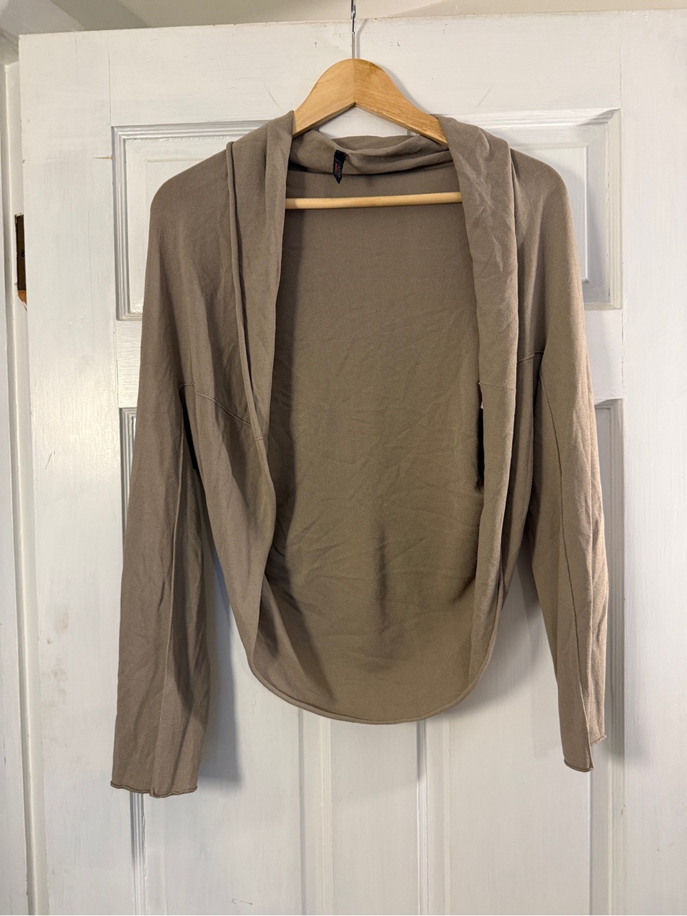 Italian Lightweight Taupe Open-Front Women's Cardigan